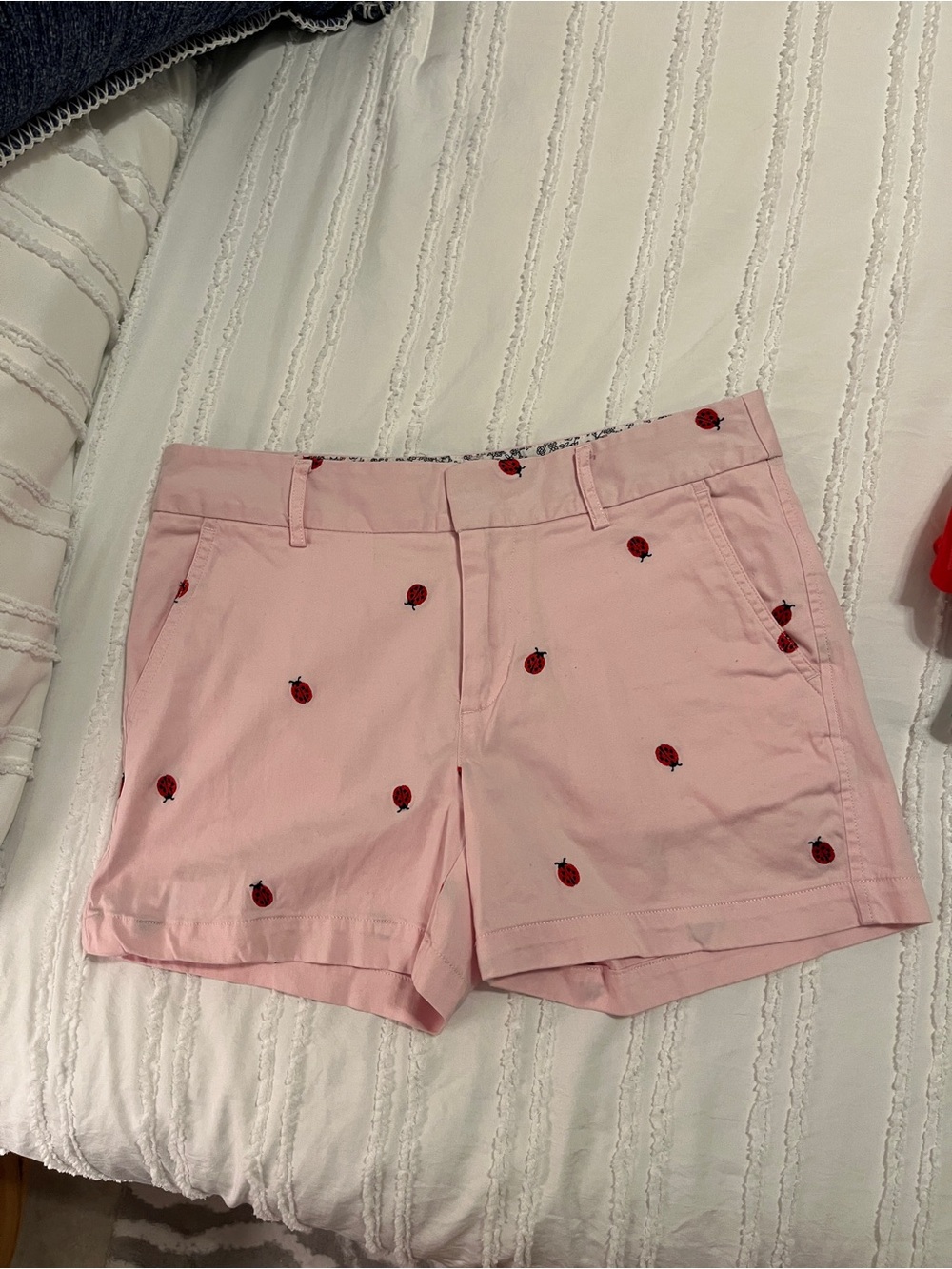 Jones New York Pink Shorts with Red Ladybug Embroidery